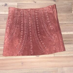 Willow and Clay leather embroidered skirt